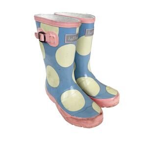 Hatley Blue White Pink Polka Dot Rain Boots Sz 11
